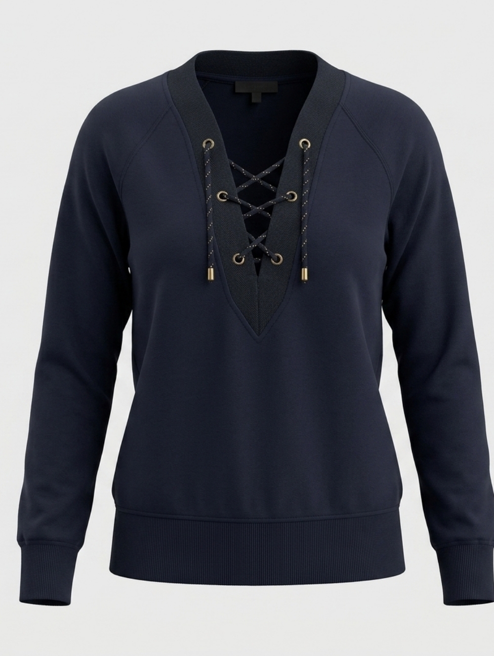 Bishop And Young Lace Up Criss Cross Minimalist Dark Navy Blue Women's Top S
